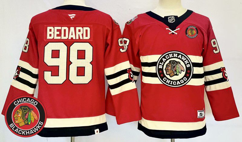 Men Chicago Blackhawks #98 Bedard Red Fanatics 2025 NHL Jersey style 4->chicago blackhawks->NHL Jersey